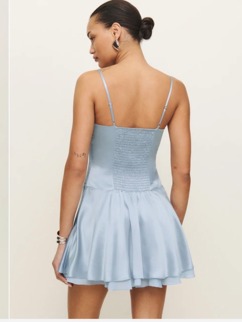 Reformation Ursula Silk Dress Blue - Picture 3 of 4